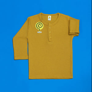 Mustard Waffle-knit Henley