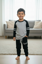 Load image into Gallery viewer, Baseball Grey&amp;Black Raglan PJ's
