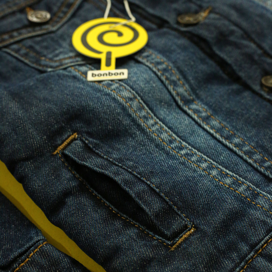 Dark Blue Denim Jacket With Fur