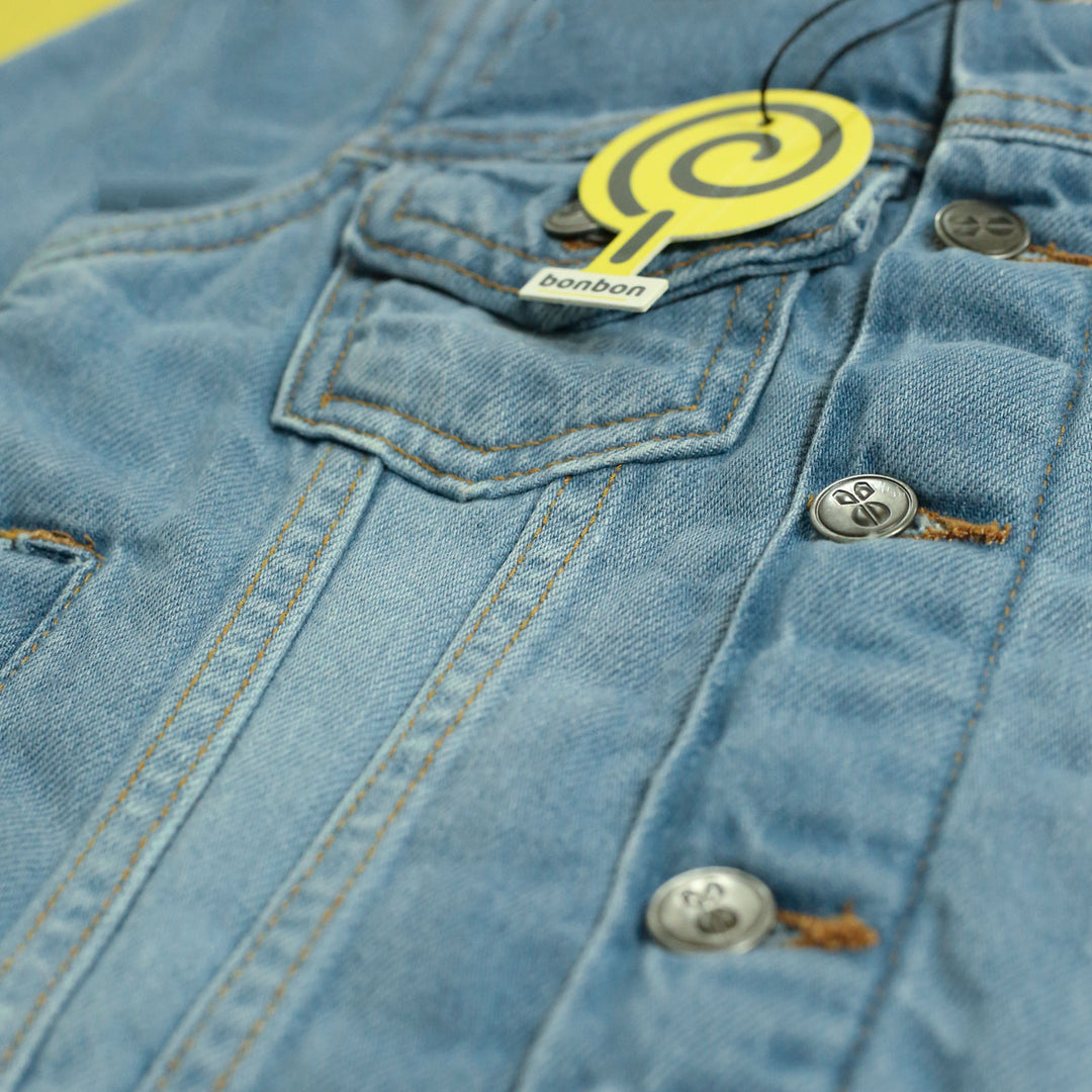 Light Blue Denim Jacket With Fur