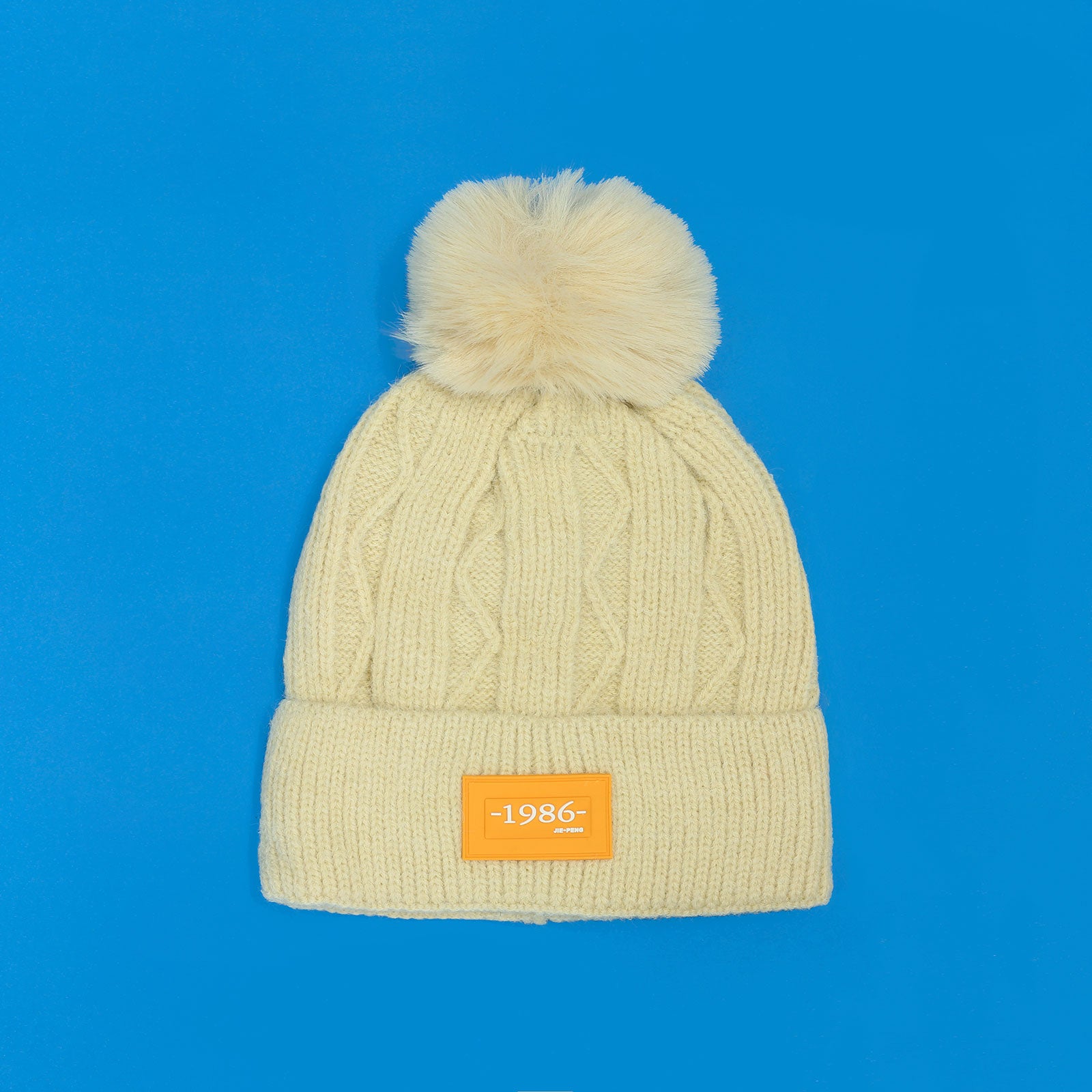 Zig-Zag Knit Pom-Pom Beanie 5-8 Yr