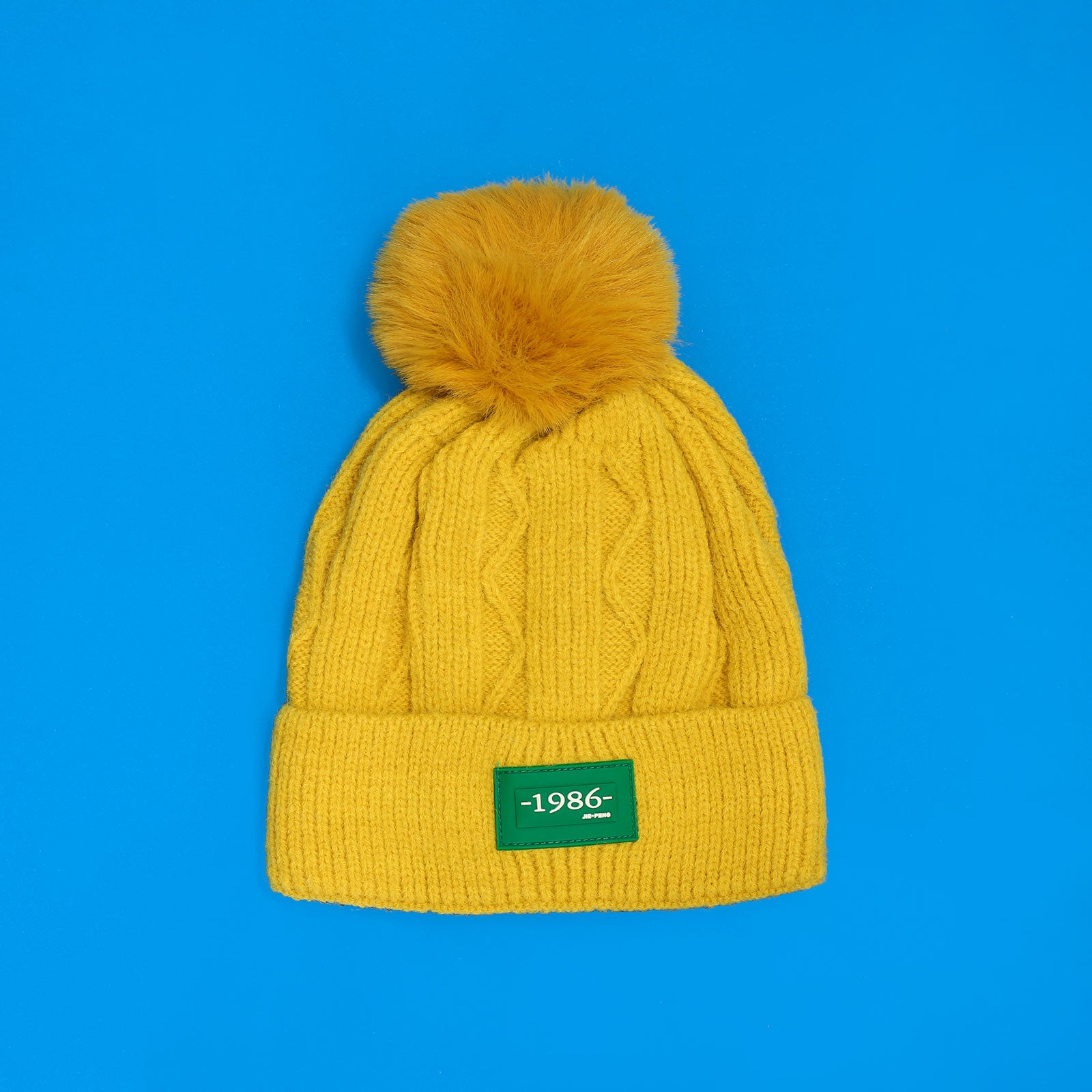 Zig-Zag Knit Pom-Pom Beanie 5-8 Yr