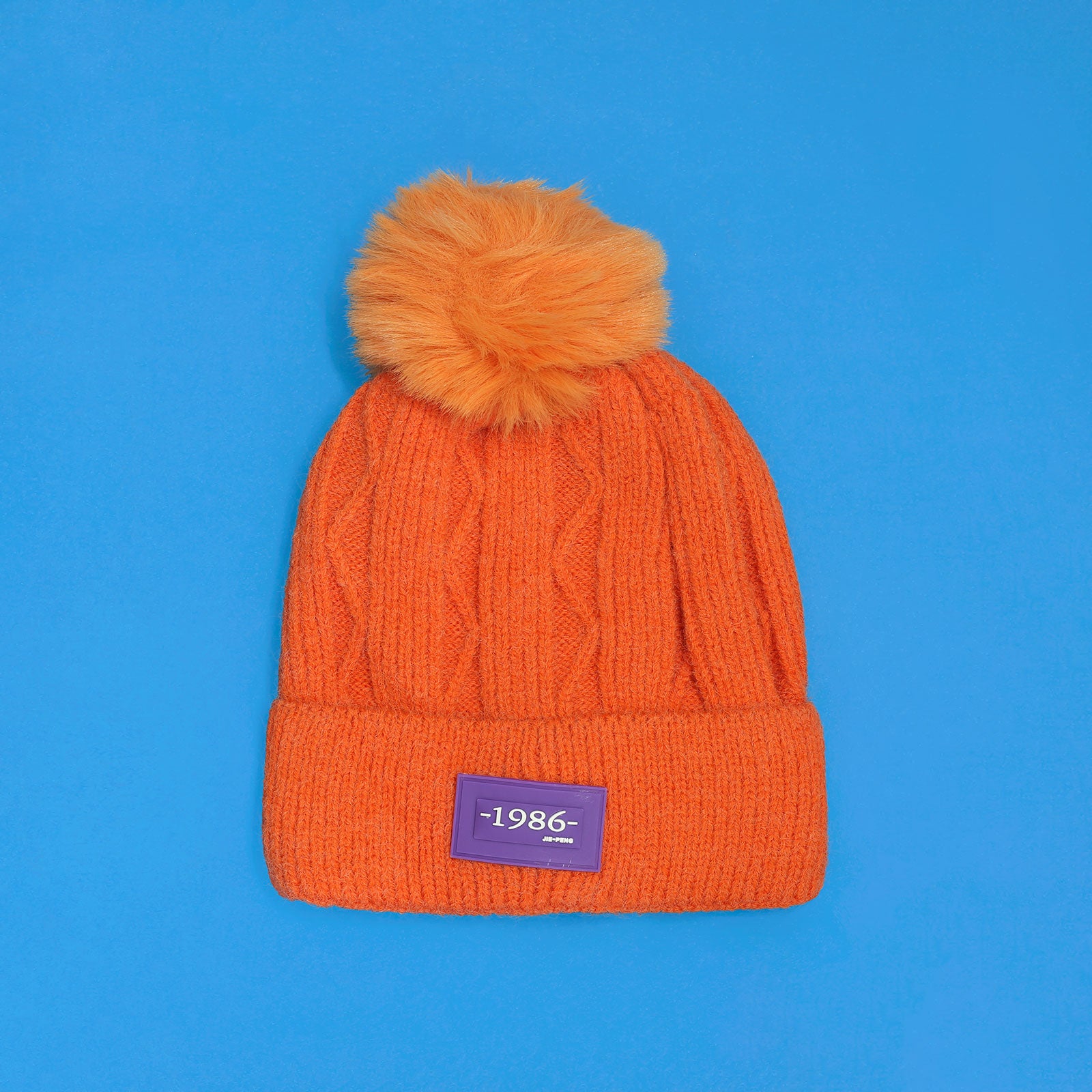 Zig-Zag Knit Pom-Pom Beanie 5-8 Yr