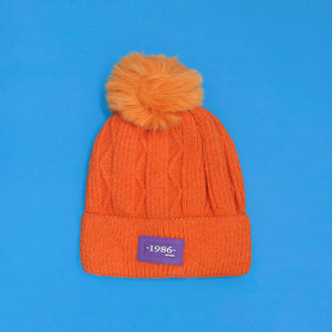 Zig-Zag Knit Pom-Pom Beanie 5-8 Yr