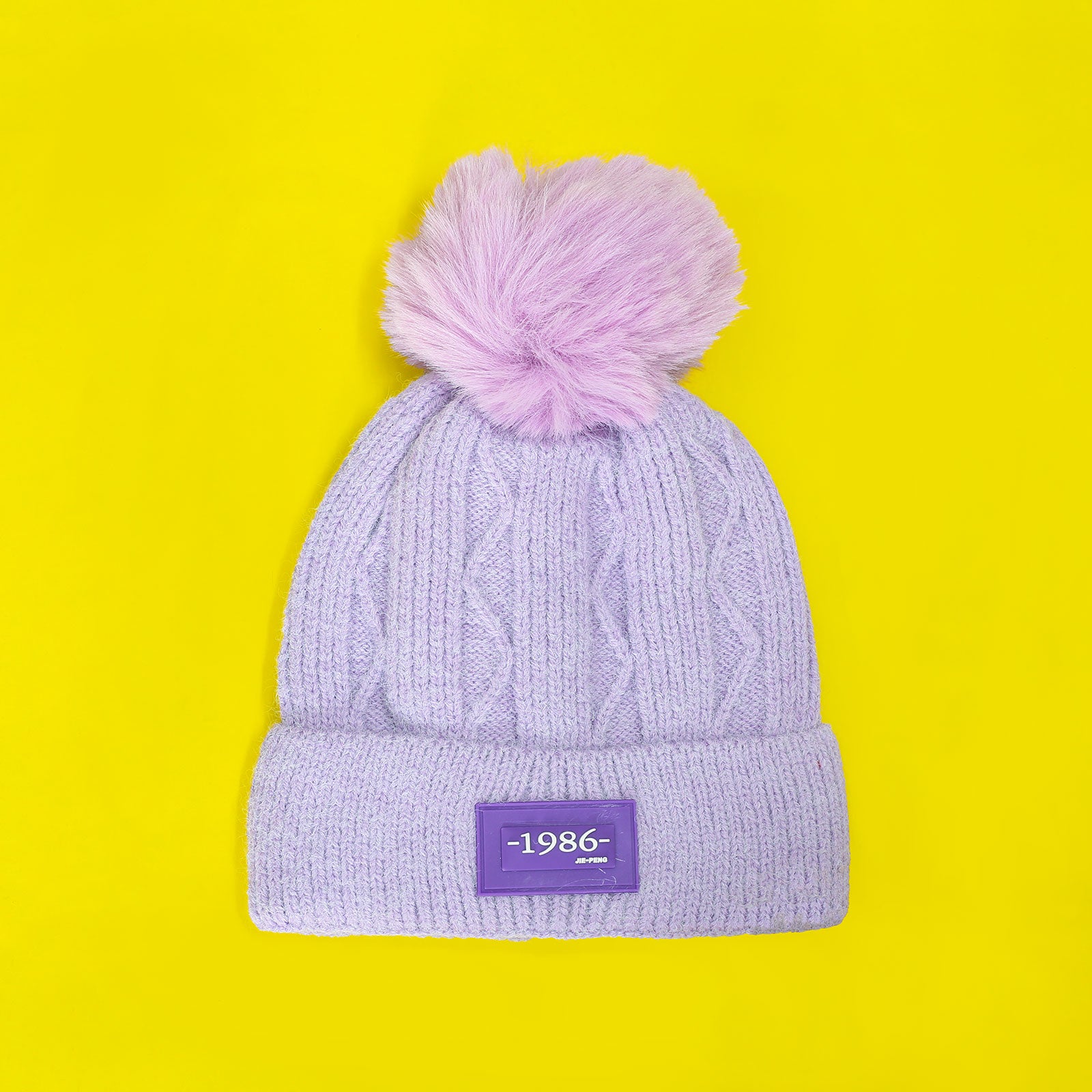 Zig-Zag Knit Pom-Pom Beanie 5-8 Yr