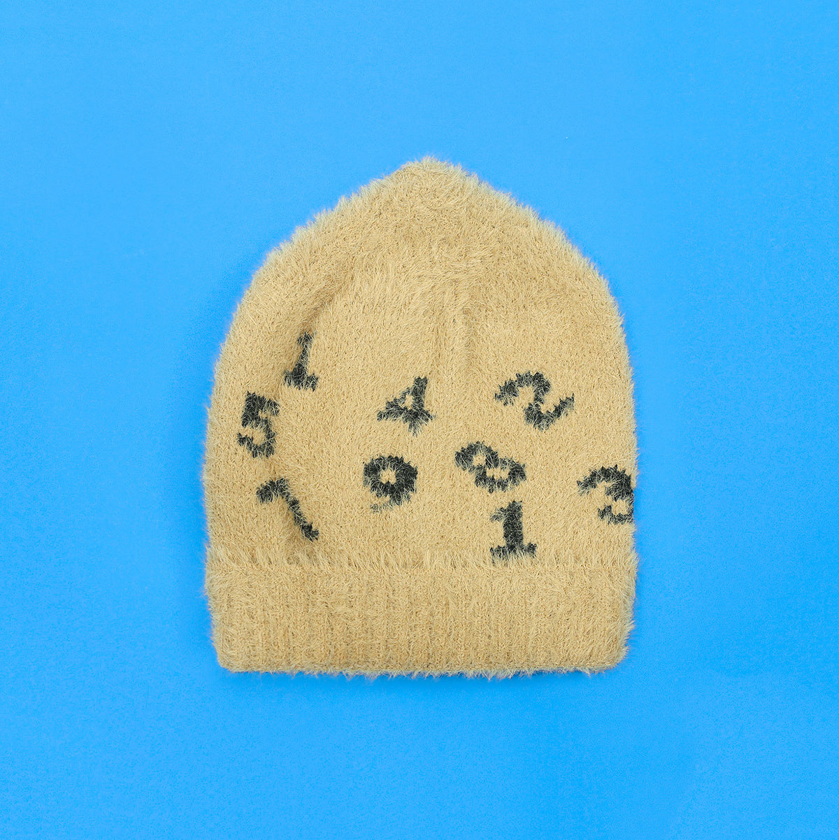 Numerical faux rabbit fur beanie 3 12 mo