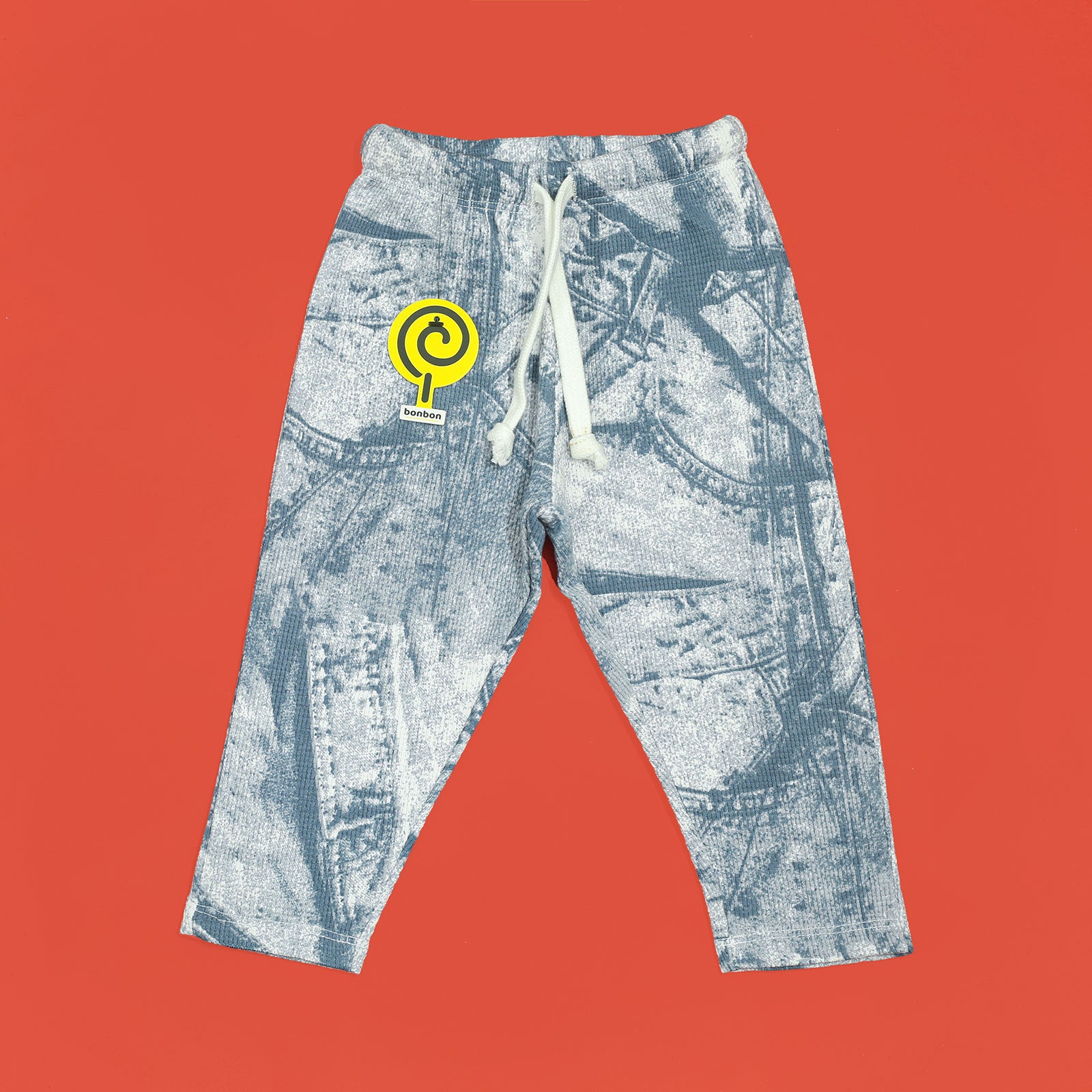 Jeans All-Over Printed Waffle-Knit Trousers