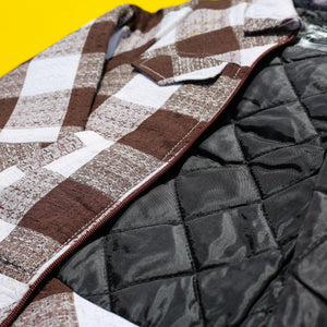 Brown Checkered Bomber Jacket