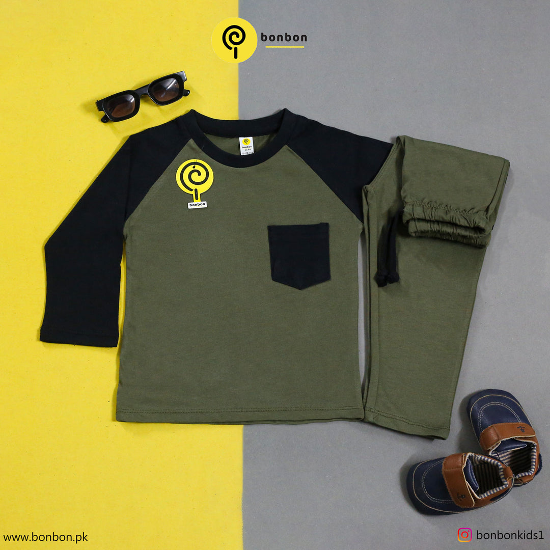 Olive-Black Full-Sleeves PJ's