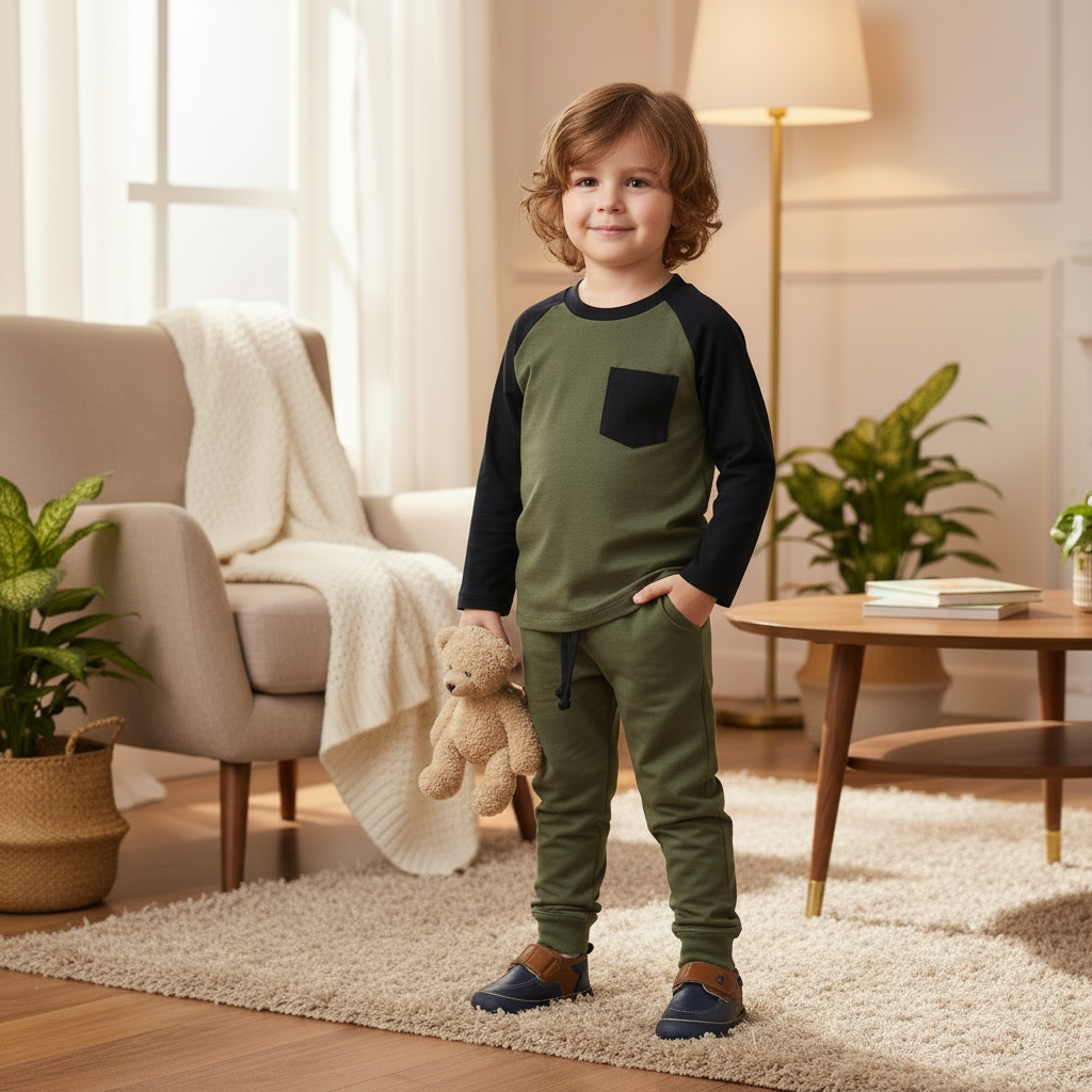 Olive-Black Full-Sleeves PJ's