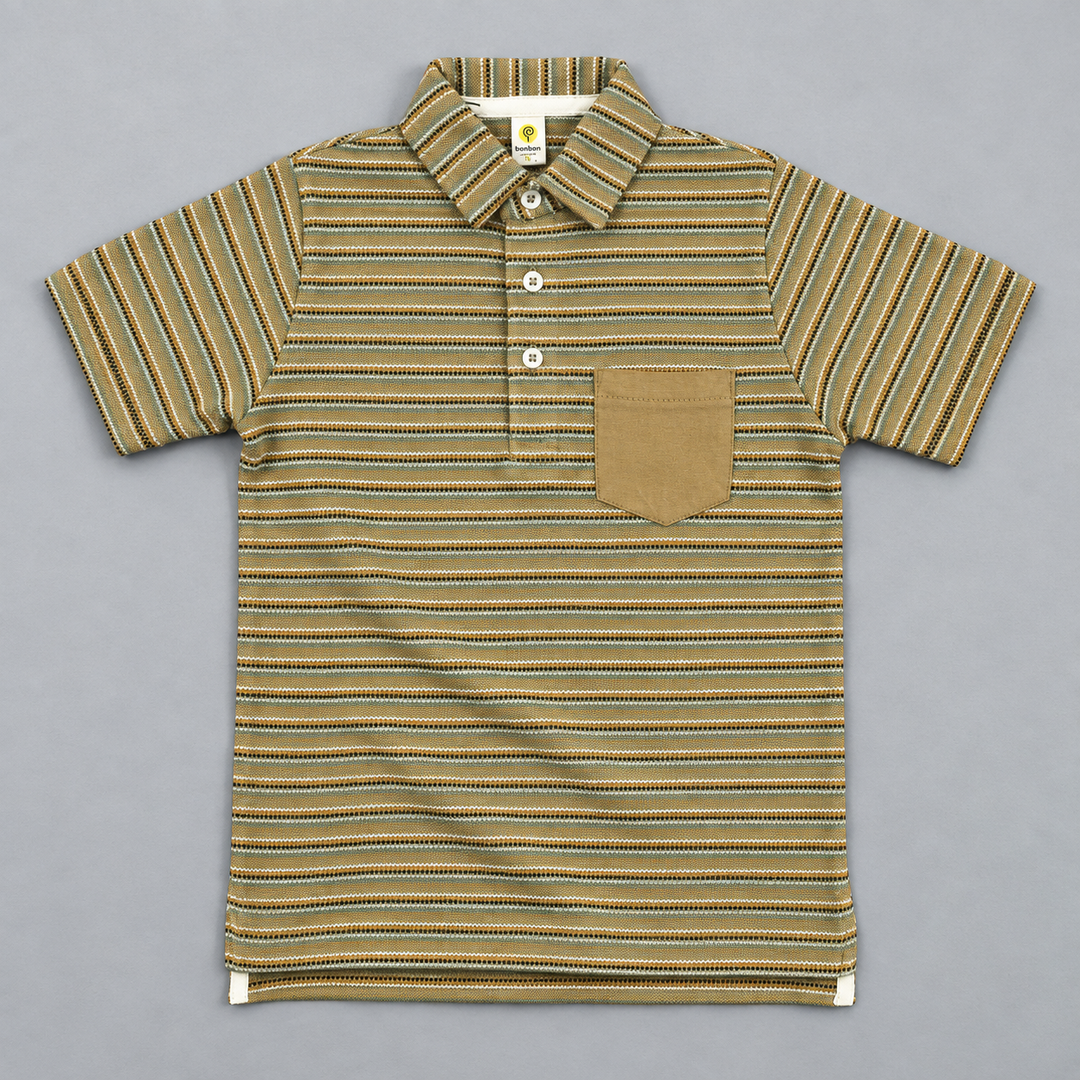 Tan Striped Polo