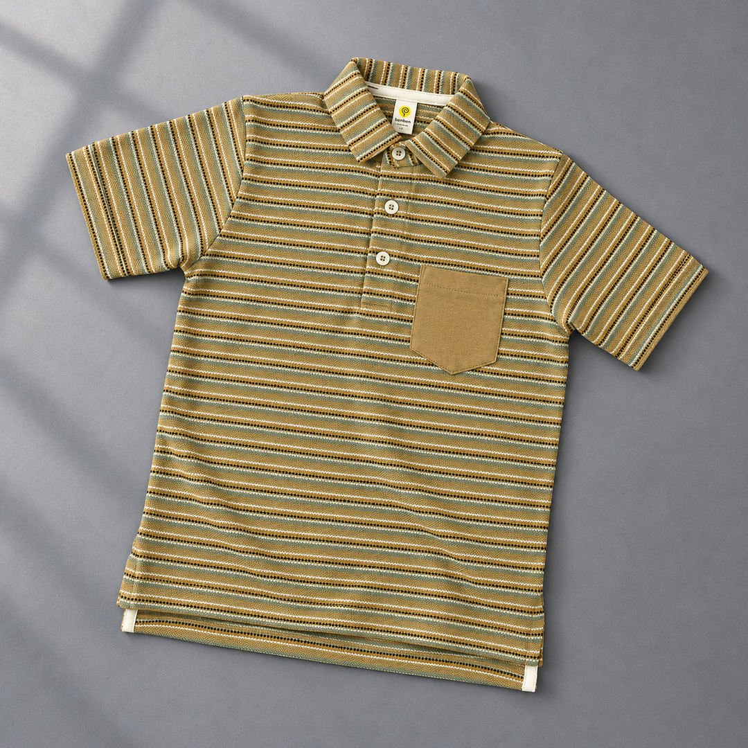 Tan Striped Polo