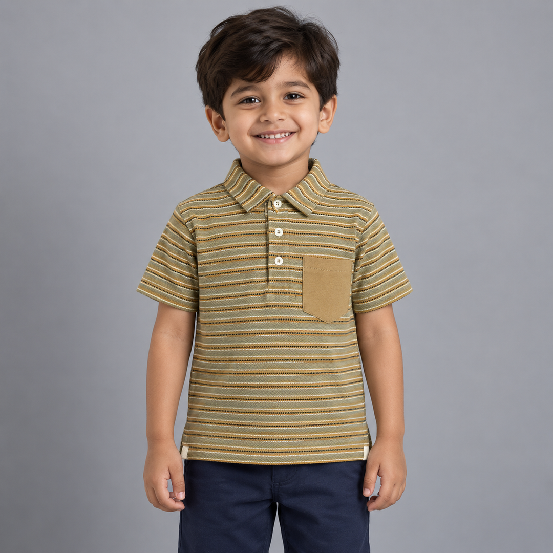 Tan Striped Polo