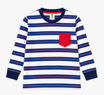 Load image into Gallery viewer, White &amp; Navy Striped PJs
