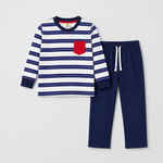 Load image into Gallery viewer, White &amp; Navy Striped PJs
