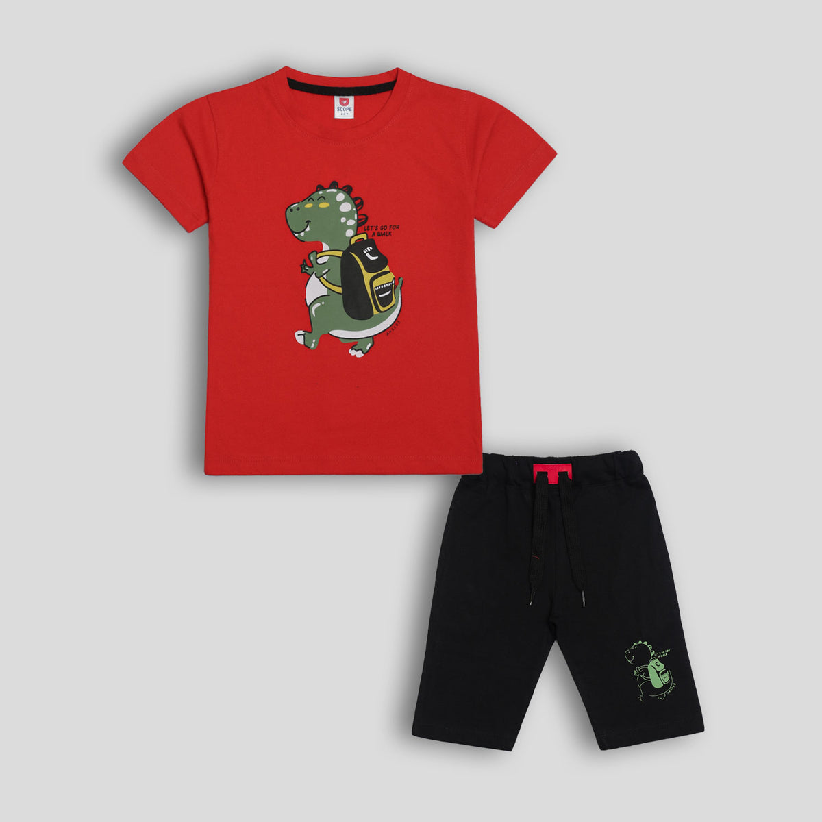 Dinosaur red&black twinset