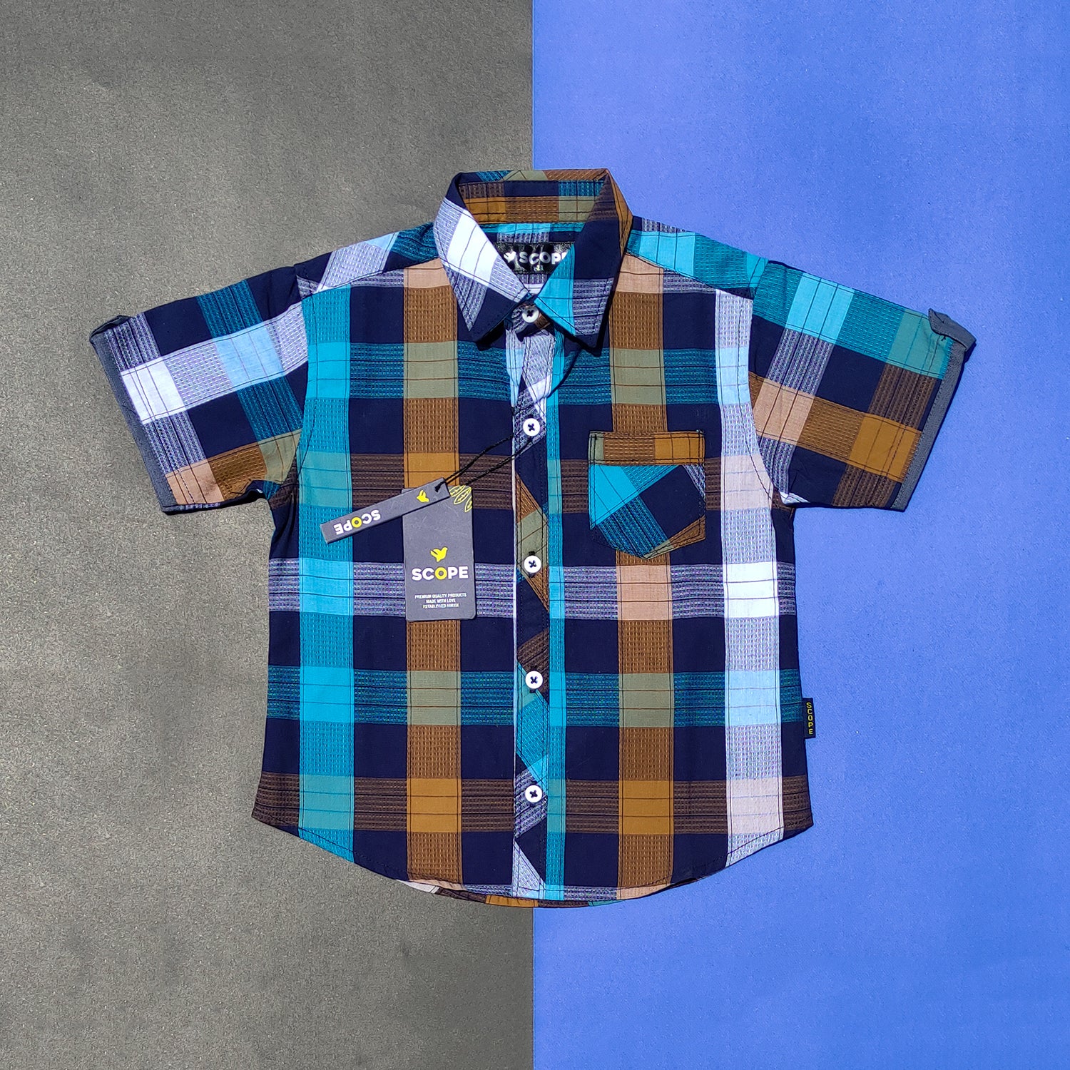 NASA Blue-Grey Checkered Double Shirt