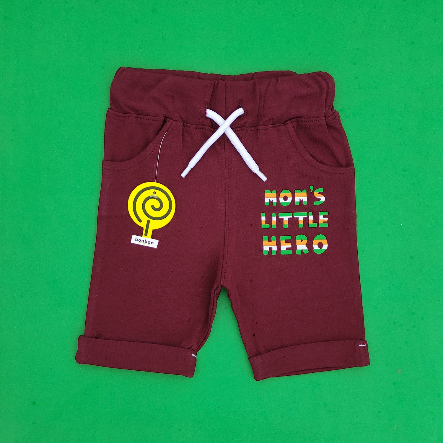 Mom's Little Hero Maroon Shorts