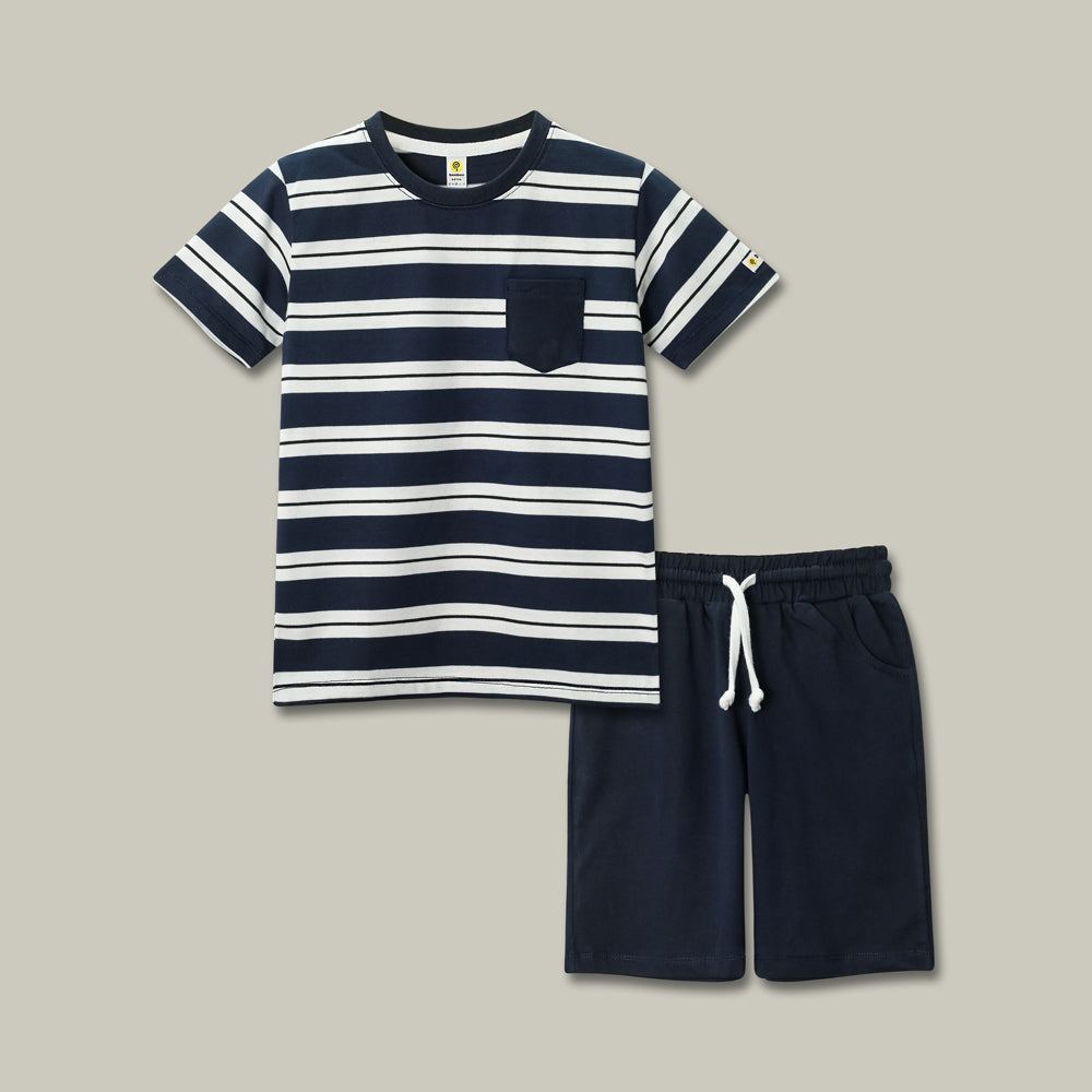 Breeze navy stripe set