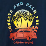 Load image into Gallery viewer, Sunsets And Palm Trees Navy Tee
