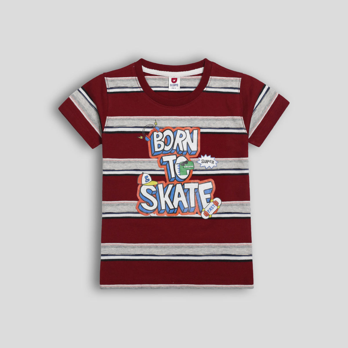 Skate maroon striped tee
