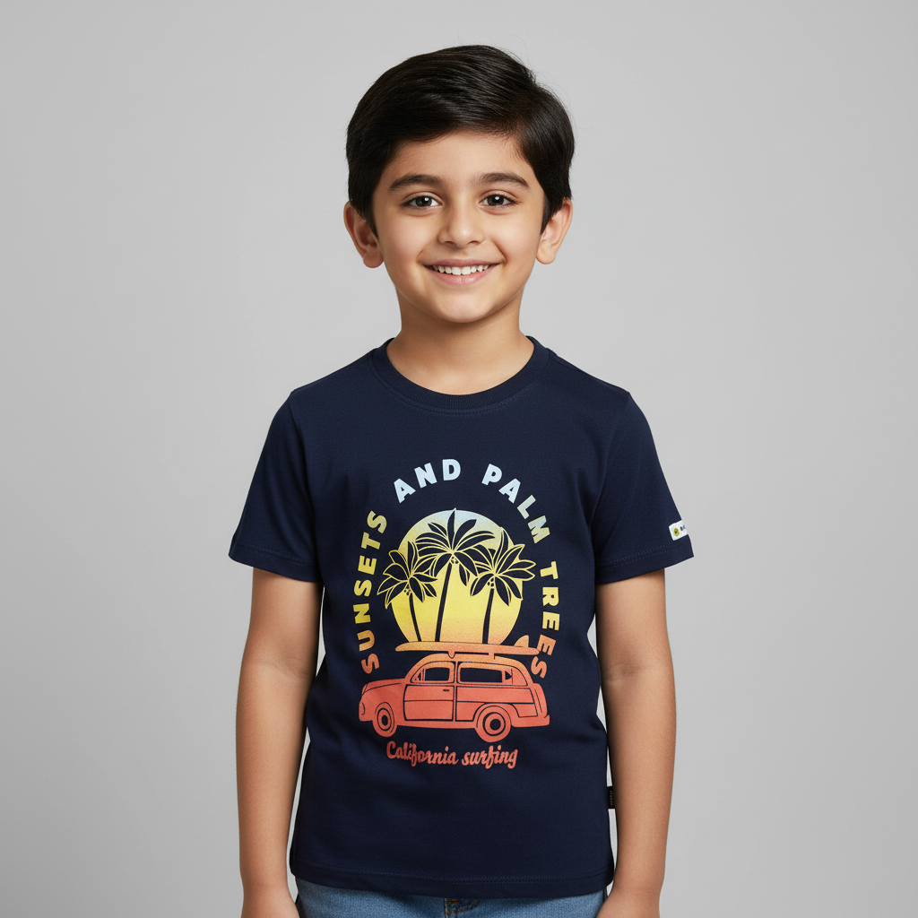 Sunsets And Palm Trees Navy Tee