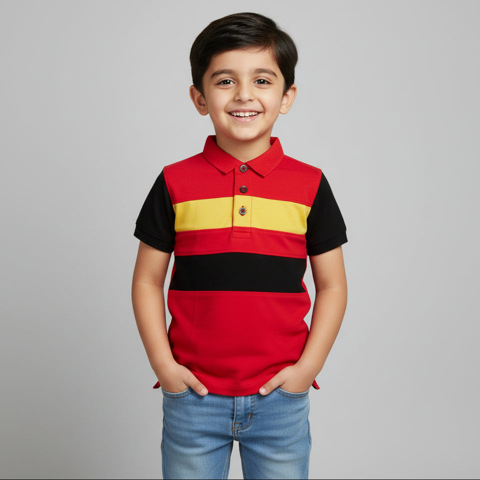 Red Colorblock Polo