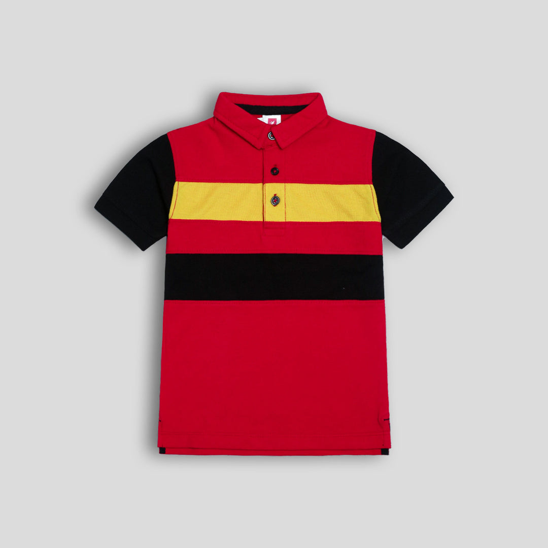 Red Colorblock Polo
