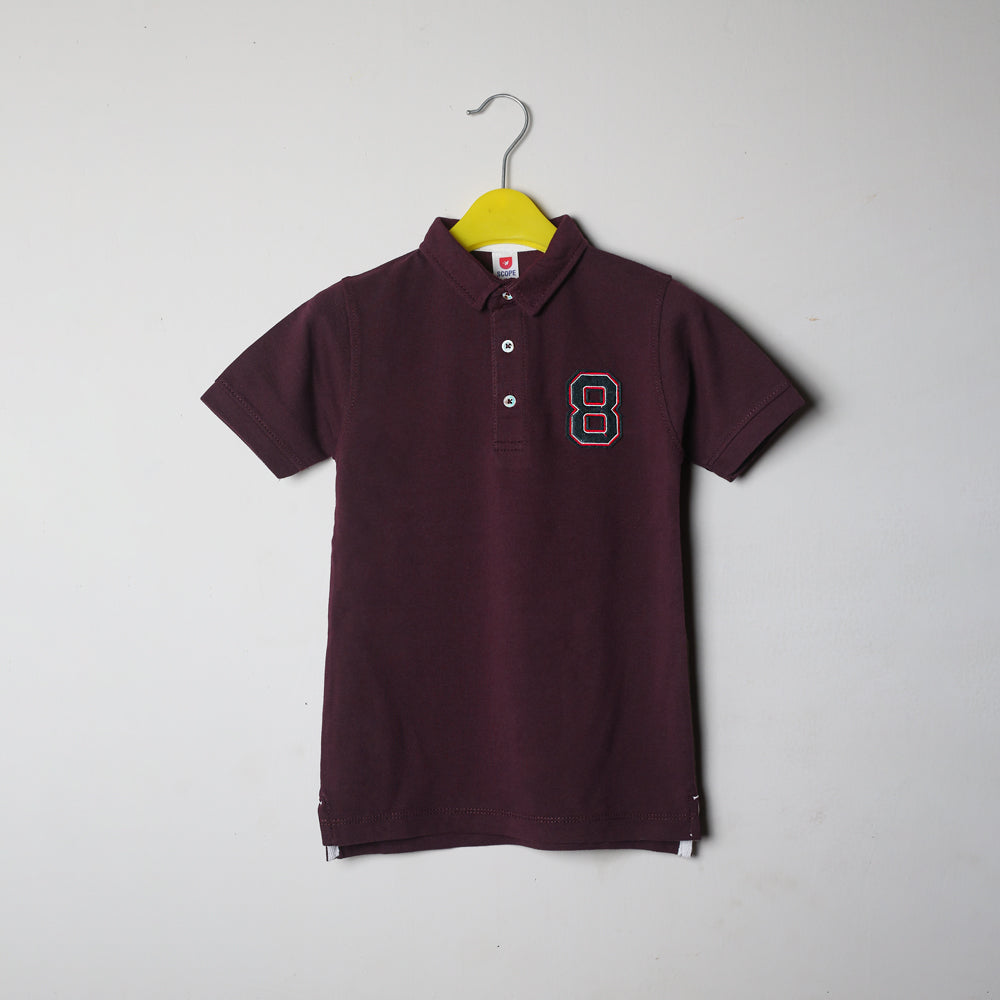 8 burgundy polo