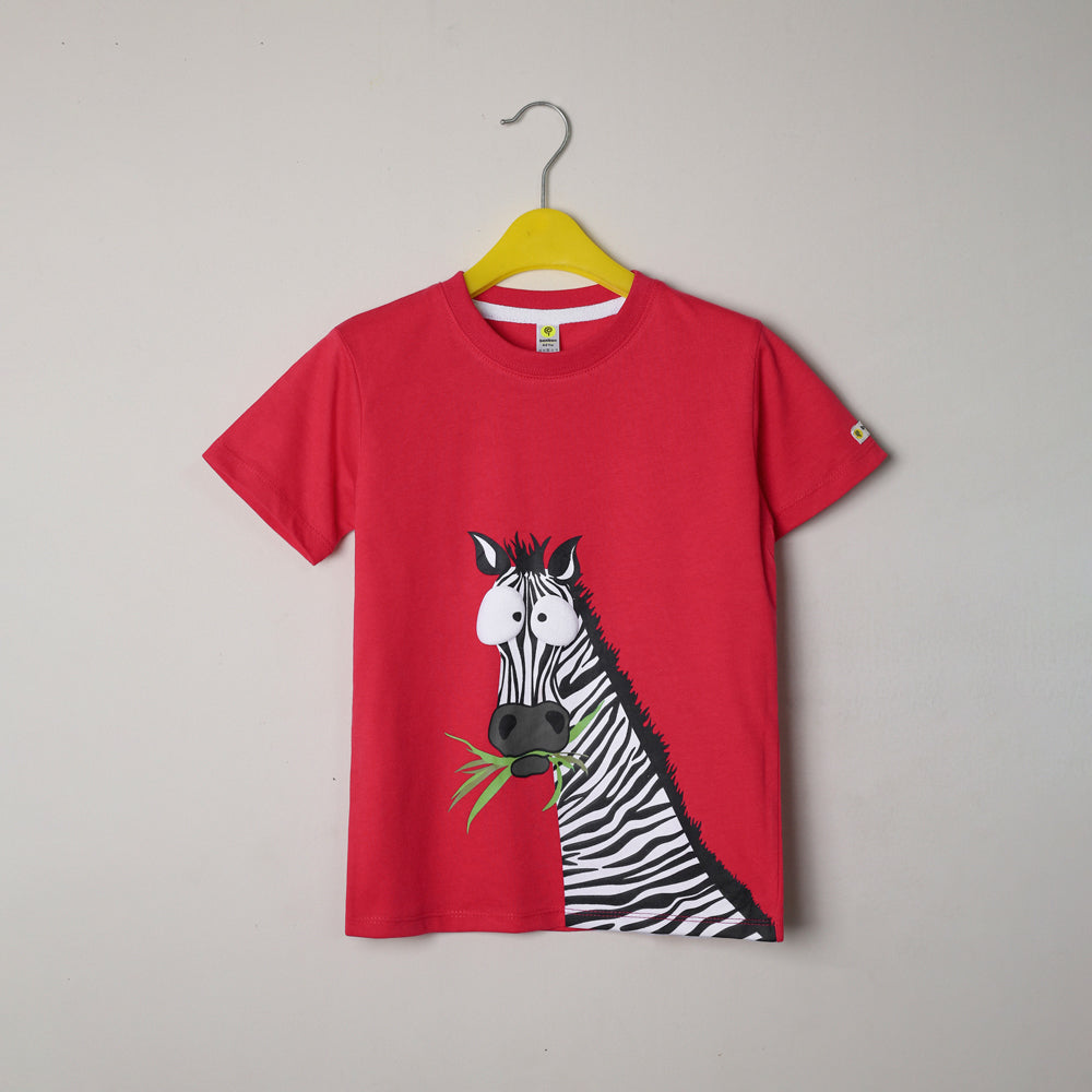 Cautious Zebra Red Tee