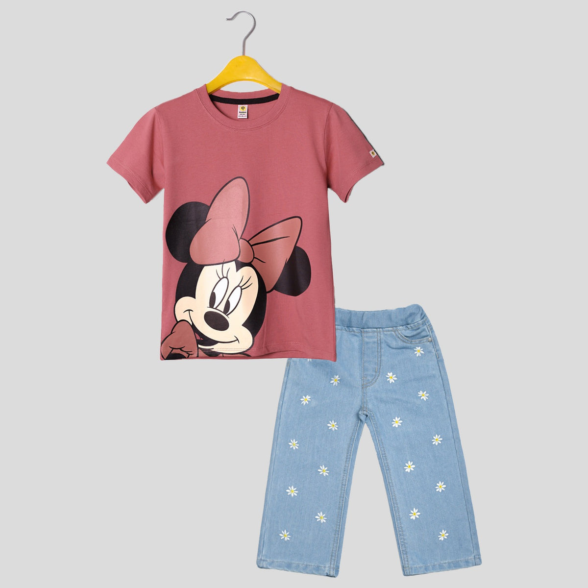 Minnie pink daisy blue denim set