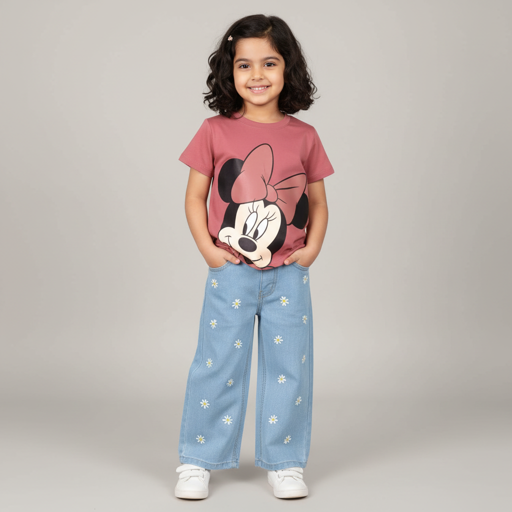 Minnie Pink Daisy Blue Denim Set