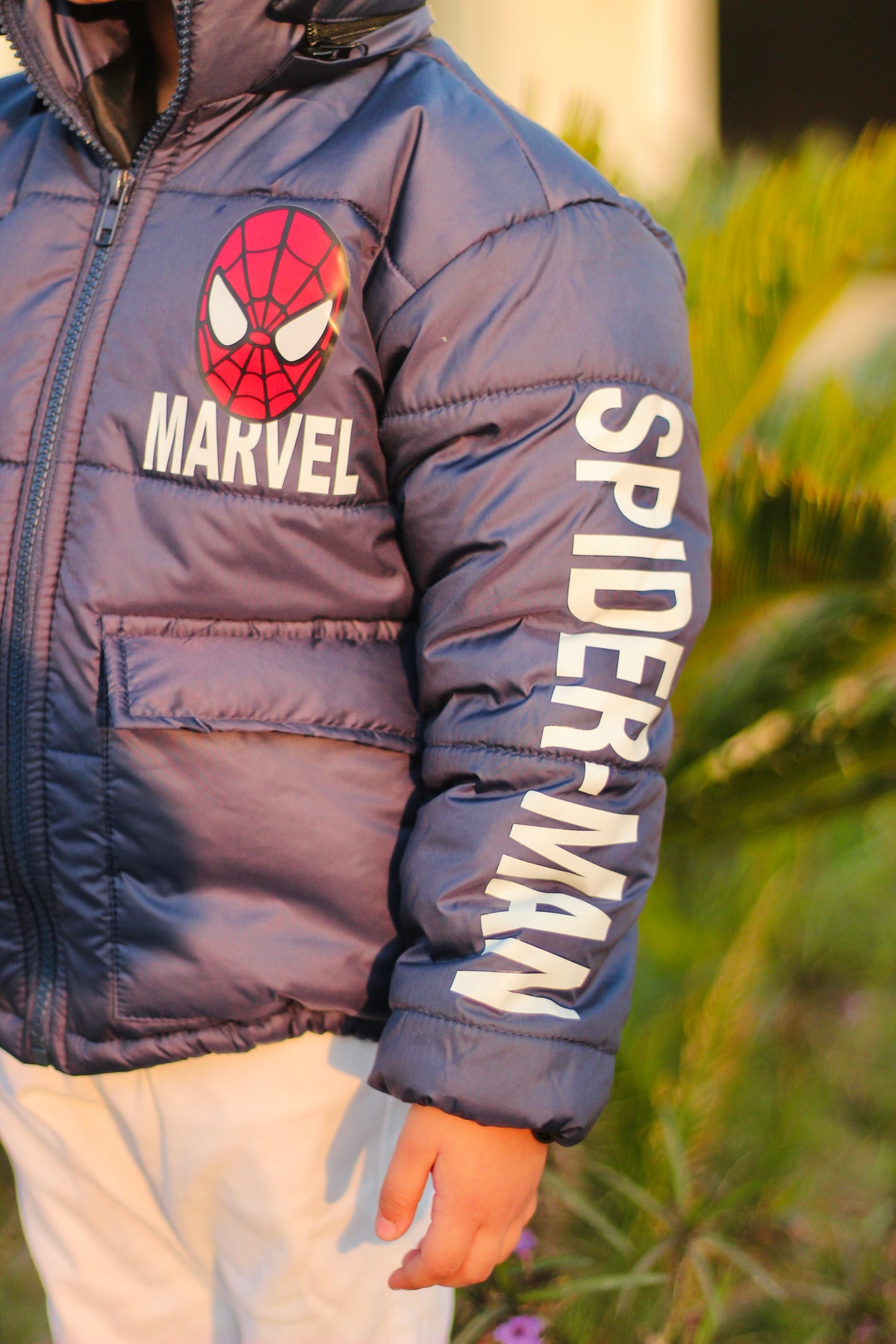 Marvel navy full sleeves puffer jacket