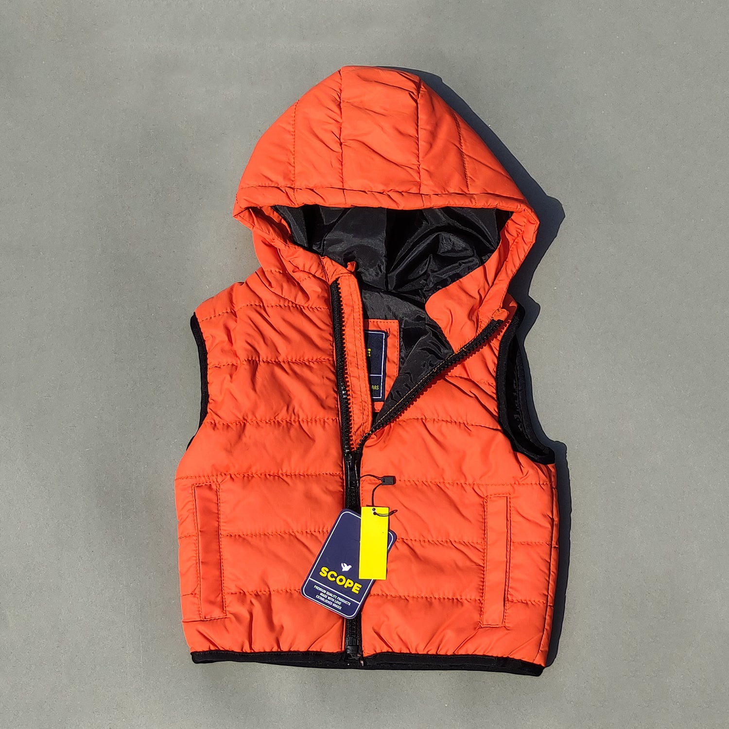 Orange Sleeveless Puffer Jacket