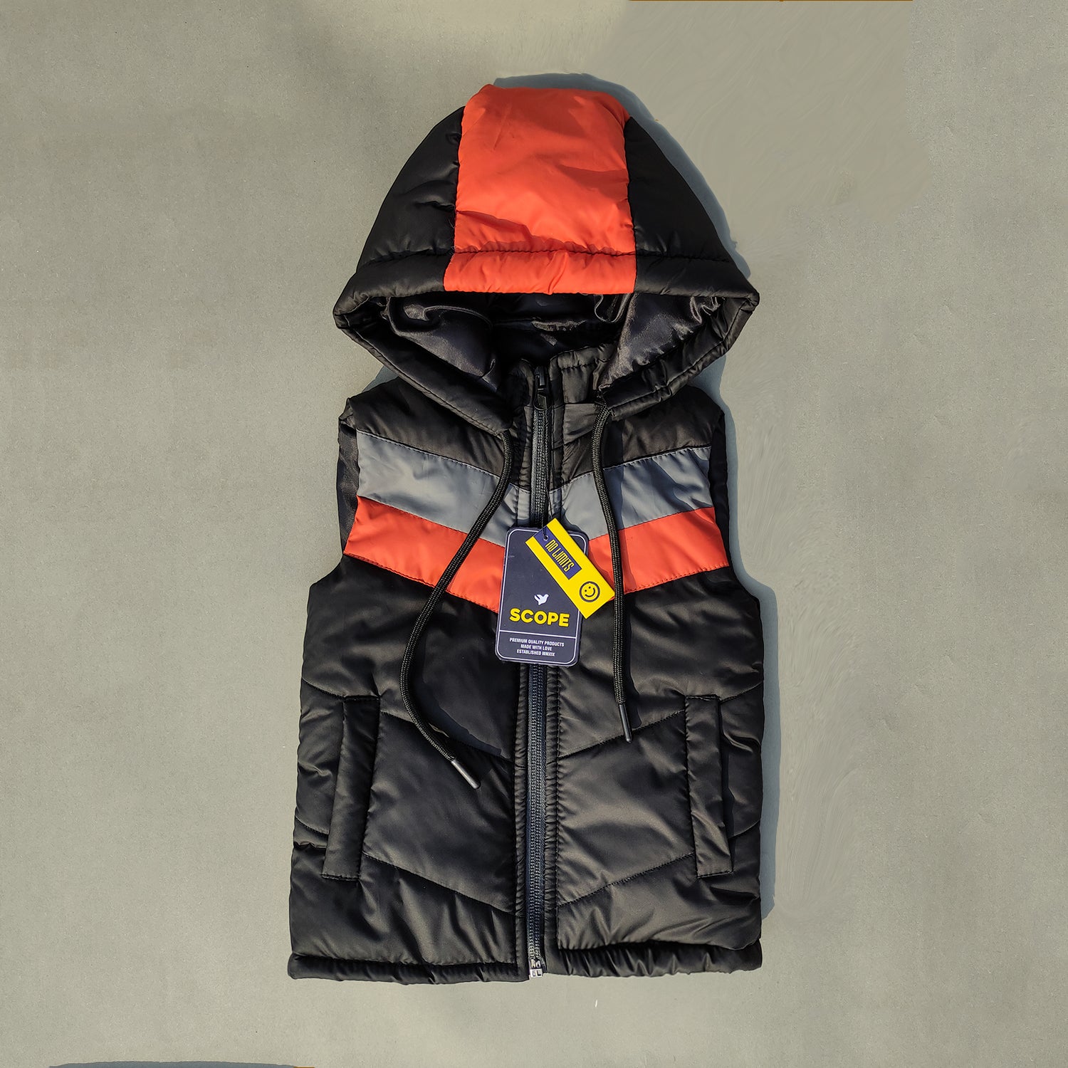 Falcon Black Sleeveless Puffer Jacket