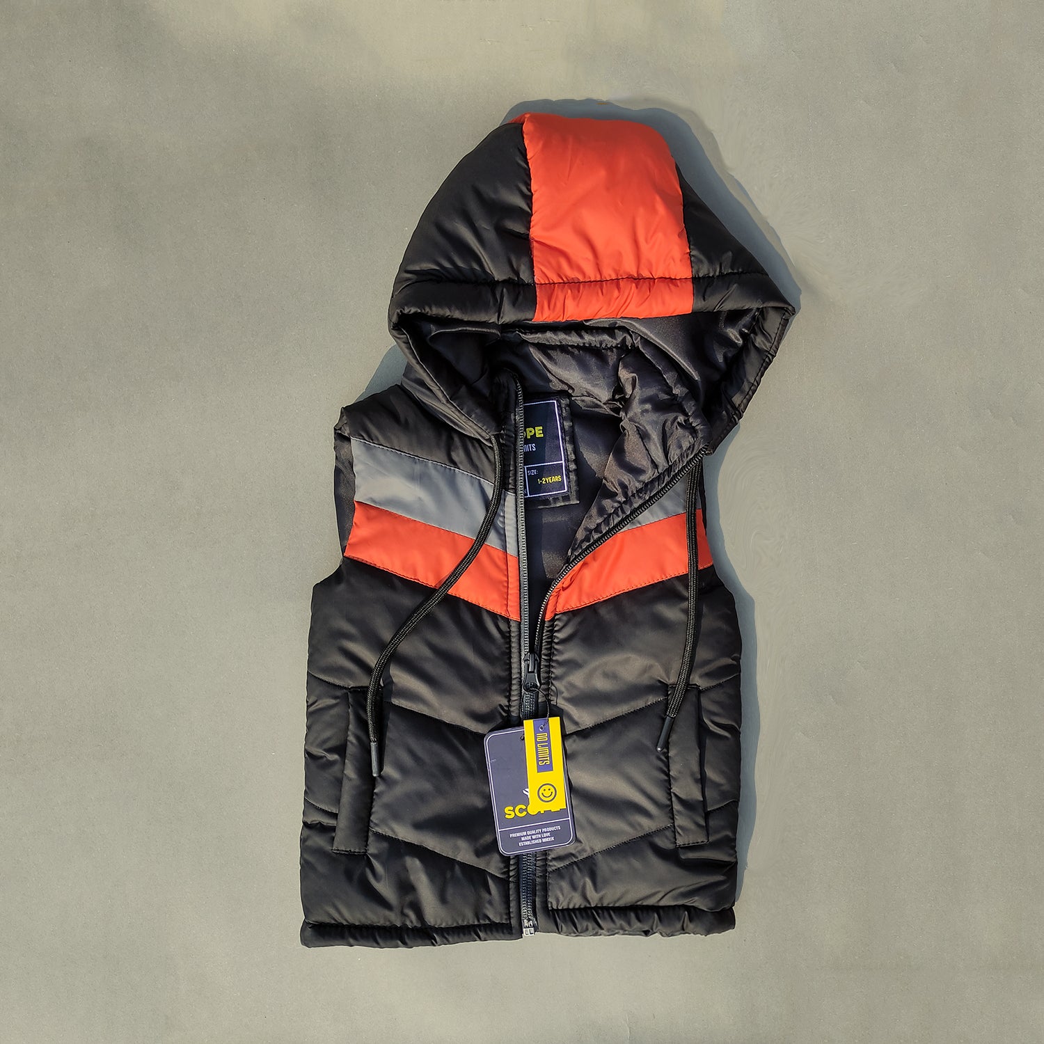 Falcon Black Sleeveless Puffer Jacket