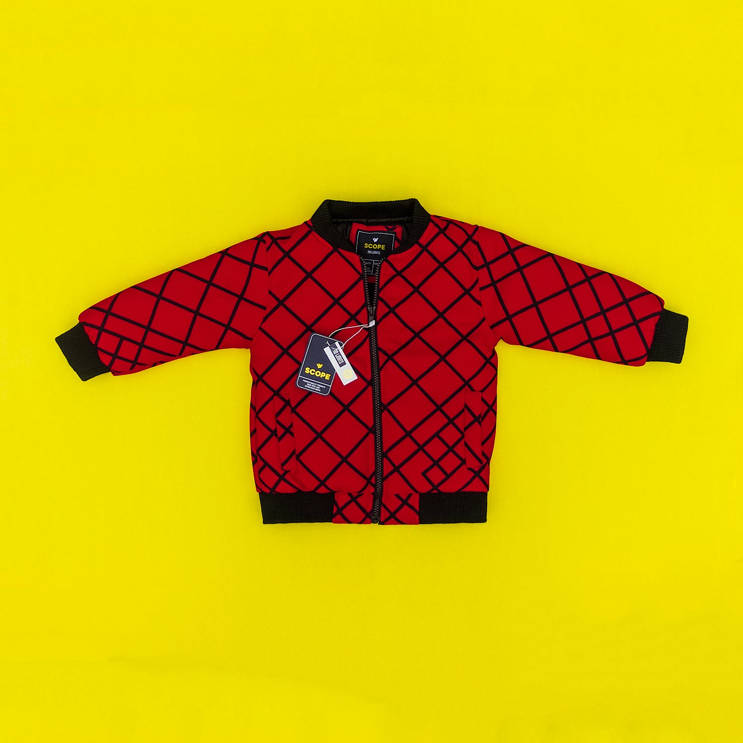 Geometrical Red Printed Bomber Jacket
