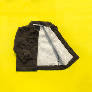 Brown Twill Jacket With Fur