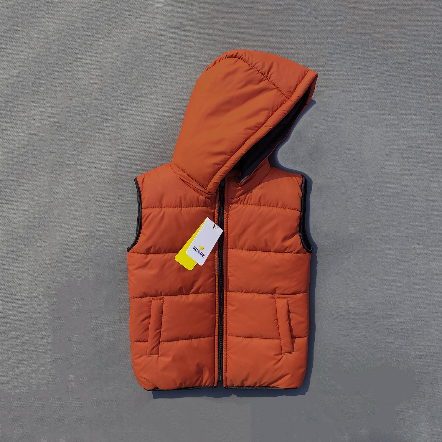 Rust Orange Sleeveless Puffer Jacket